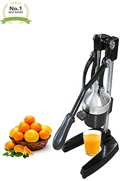 Extra Large Commercial Cast Iron Juice Press Juicer, Heavy Duty Restaurant Bar Lemon Orange Citrus Juicer (Black)