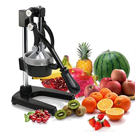 Yaheetech Commercial Metal Hand Press Citrus Orange Lemon Juicer - Heavy Duty Manual Fruit Squeezer with Stainless Steel Funnel Black