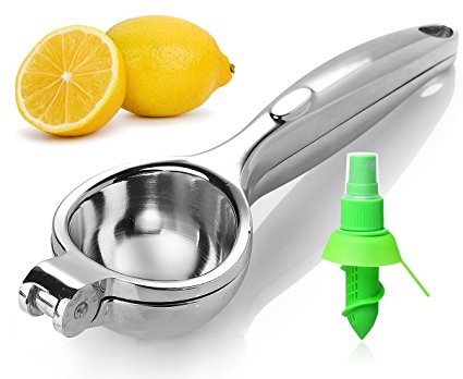 Bonim Manual Lemon Squeezer - Premium Heavy Duty Stainless Steel Citrus Juicer Lime Squeezer - Anti-Corrosive Hand Held Lime Citrus Juice Press With Citrus Sprayer