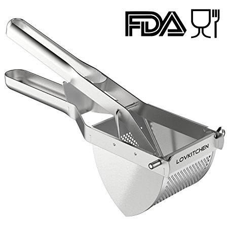 Potato Ricer/Masher -LOVKITCHEN Premium Stainless Steel Baby Food Strainer, Fruit Masher, and Food Press with Ergonomic Comfort Grip