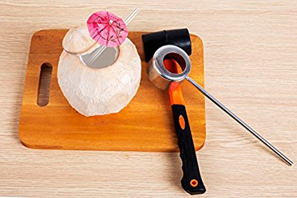 New version Coconut Opener Set by LIDOHO coconut opener with hammer - Premium Opening Utensil For Young Coconuts – Easy & Comfortable – Supper Safe For Your Hands for Men and Women