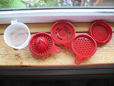 Tupperware Cooks Maid Strainer-reamer-juicer-grater-egg Separator - Red