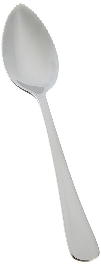 DURAWARE Stainless Steel Serrated Edge Grapefruit Dessert Spoon (Set of 12), Silver