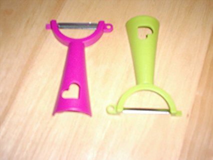 Tupperware Healthy Heart Potato Peelers - Set of Two Pink & Green