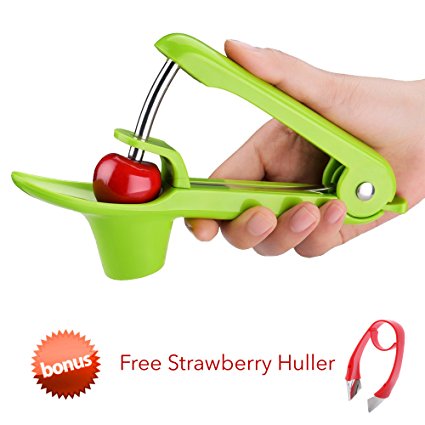 CloverTale Cherry Pitter, Olive Pitter Remover with Splatter Shield and Strawberry Huller, Dishwasher Safe