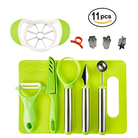 Fruit Carving Garnishing Tools DIY Fruit Salad Tool Set Deluxe Fruit Slicer Kit for Kitchen and Outdoors,With Apple Cutter Corer,Citrus Peeler,Chopping Board and More