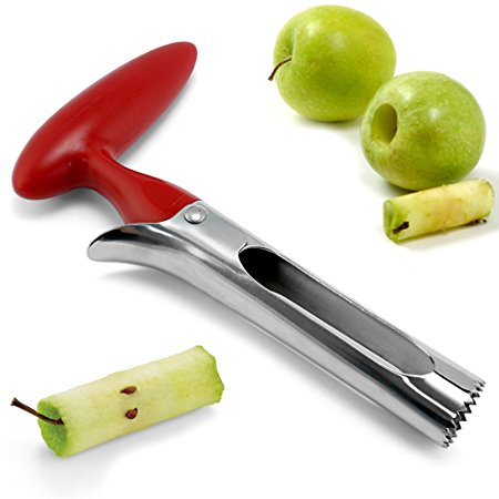 My Apple Corer – 4 Pcs Effortless Serrated Apple Corer for Fruits and Vegetables | Heavy-duty Premium Stainless Steel | Ergonomic Anti-slip Handle Design | Cherry Red | 727.3