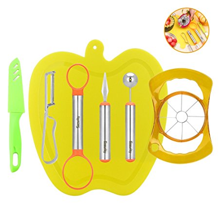 7-in-1 Fruit Tools Set, Security Stainless Steel DIY Fruit Knife Kits Melon Baller Scoop Apple Slicer Corer for Home and Kitchen