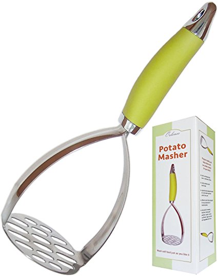 Orleneo Potato Masher - Cute Heavy Duty Stainless Steel Food Press - for Making Mashed Potato, Guacamole, Egg Salad, Banana Bread