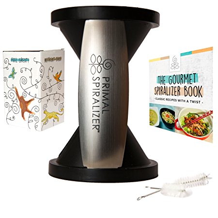 Healthy Eating Spiral Slicer Set by Primal Spiralizer - Includes 98-Recipe eBook & 2 Cleaning Brushes The Better Option for Fresh Veggie Enjoyment