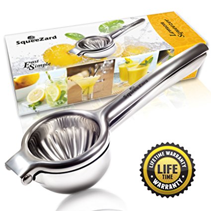 Squeezard - Lemon Squeezer - Professional Citrus Press - Big Size Citrus Juicer for Lemon, Lime and Small Orange - Manual Juicer - Stainless Steel Lemon Press - Bonus E-book with Recipes