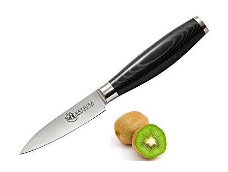 KATSURA Japanese VG-10 3-Layer Forged Steel 3.5-inch Paring Chef Knife, Micarta handle